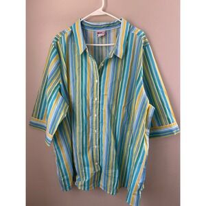 SOLD 

VTG American Sweetheart 4X Striped Button  3/4 Sleeve Top Boho